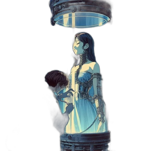 dress, robot, sword, crown, concept art, fantasy art, comic book art, pixel art transparent PNG cut-out