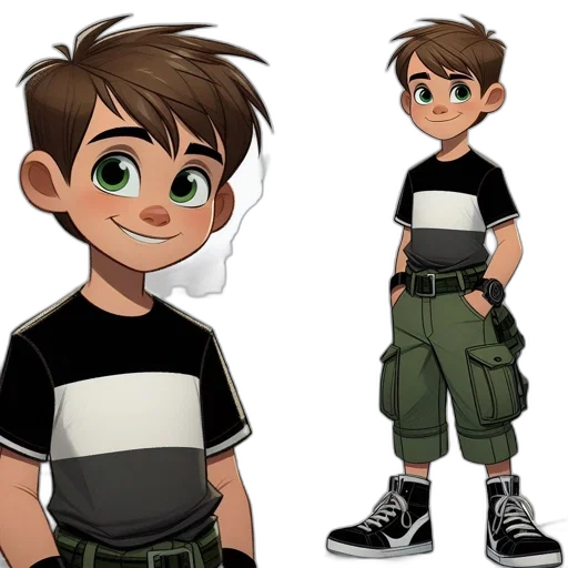 concept art, cartoon, 3d render, comic book art, earth tones, green, dark, two transparent PNG cut-out