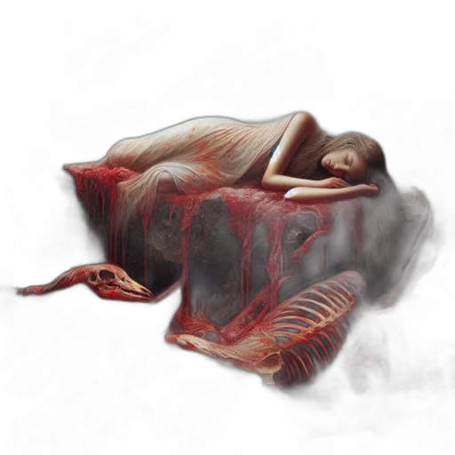 creature, dress, furniture, concept art, photorealistic, fantasy art, oil painting, red transparent PNG cut-out