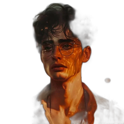 face, photorealistic, concept art, oil painting, comic book art, fire, fog, underwater transparent PNG cut-out