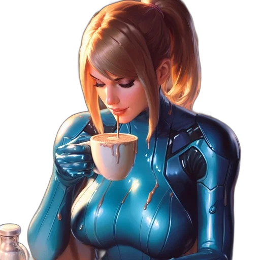 robot, food, comic book art, concept art, cyberpunk, anime, neon lights, blue transparent PNG cut-out