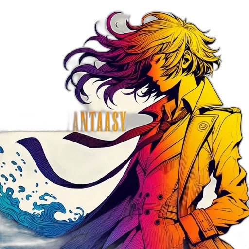 jacket, watercolor, concept art, anime, comic book art, colorful, golden, art transparent PNG cut-out
