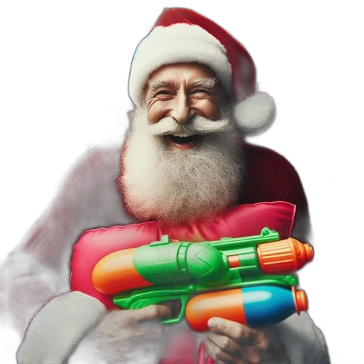 weapon, 3d render, concept art, photorealistic, elderly, man, dresses, santa transparent PNG cut-out