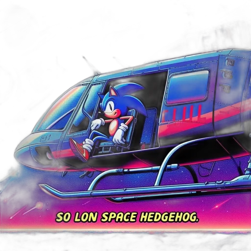 car, concept art, vaporwave, 3d render, anime, outer space, neon lights, sonic transparent PNG cut-out