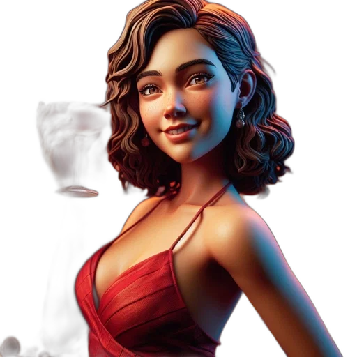 dress, face, concept art, comic book art, photorealistic, fantasy art, red, animated transparent PNG cut-out