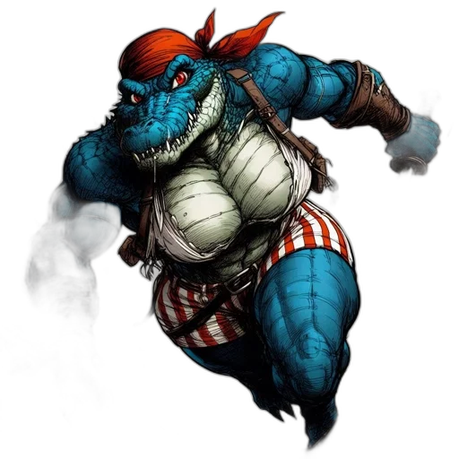 dragon, creature, concept art, comic book art, fantasy art, anthropomorphic, muscular, crocodile transparent PNG cut-out