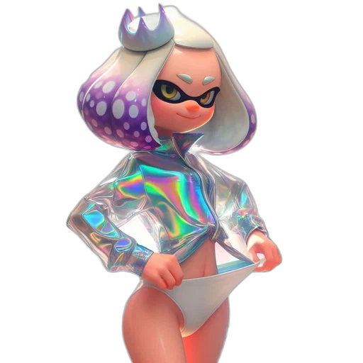 dress, jacket, weapon, hair, vaporwave, concept art, 3d render, watercolor transparent PNG cut-out
