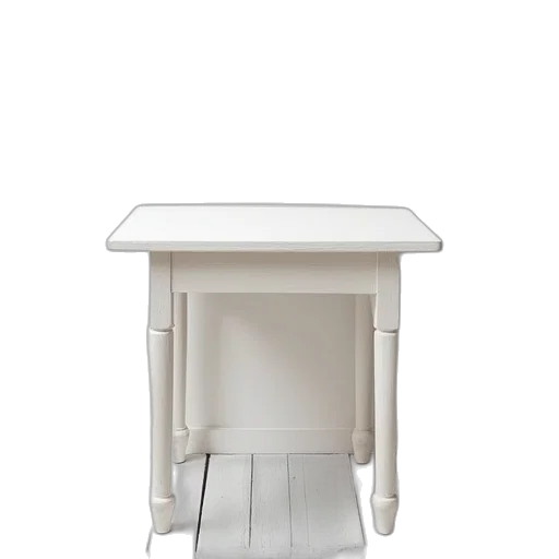 furniture, 3d render, white, washed, wooden, table, small, extension transparent PNG cut-out