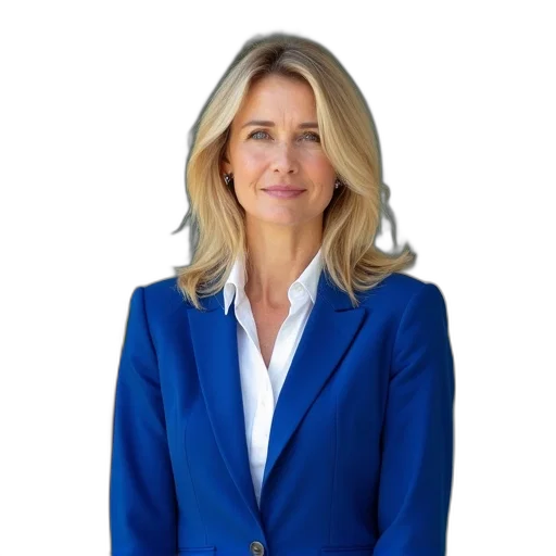 jacket, staff, face, woman, blonde, hair, wearing, blue transparent PNG cut-out