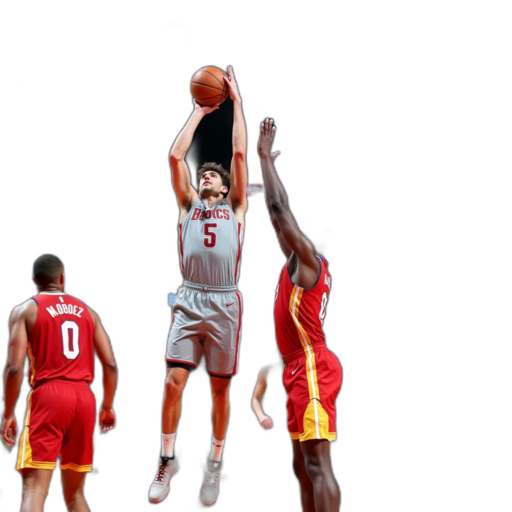 3d render, concept art, pixel art, basketball, player, grey, white, uniform transparent PNG cut-out
