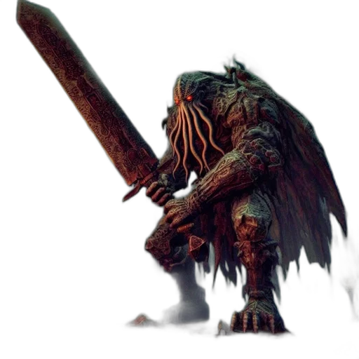 staff, sword, creature, weapon, concept art, fantasy art, 3d render, pixel art transparent PNG cut-out