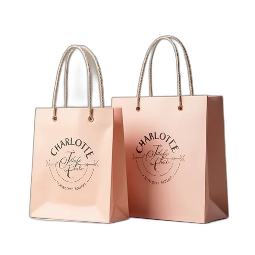 charlotte, logo, pair, shopping, bags transparent PNG cut-out