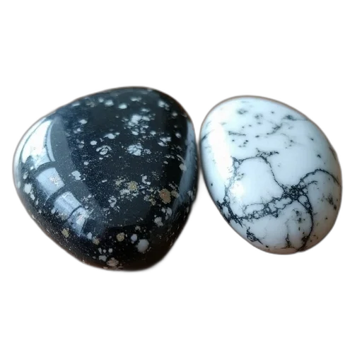 jewelry, photorealistic, monochrome, dark, two, polished, stones, marbled transparent PNG cut-out