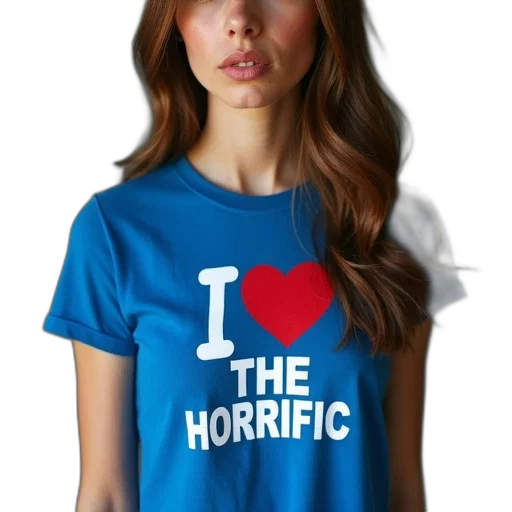 face, dress, woman, wearing, blue, t-shirt, graphic, reads transparent PNG cut-out