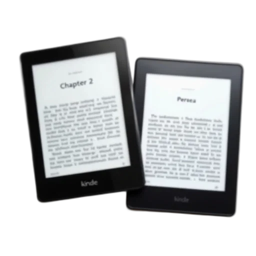 two, identical, black, e-readers, white, text, screens, placed transparent PNG cut-out