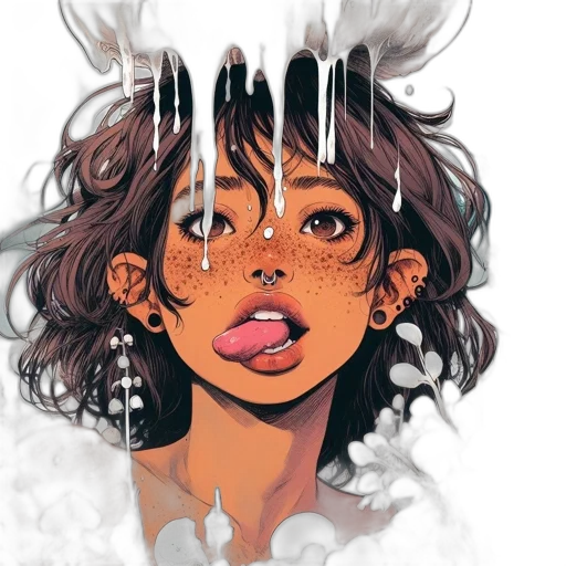 face, mask, anime, watercolor, concept art, comic book art, neon lights, fire transparent PNG cut-out