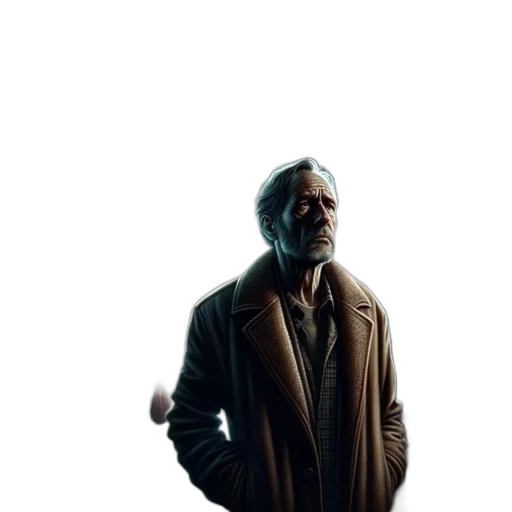 jacket, face, staff, mask, concept art, pixel art, comic book art, photorealistic transparent PNG cut-out