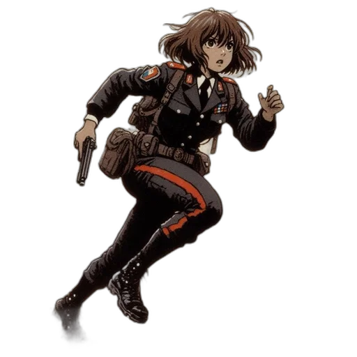 jacket, staff, weapon, concept art, pixel art, cyberpunk, comic book art, dark transparent PNG cut-out