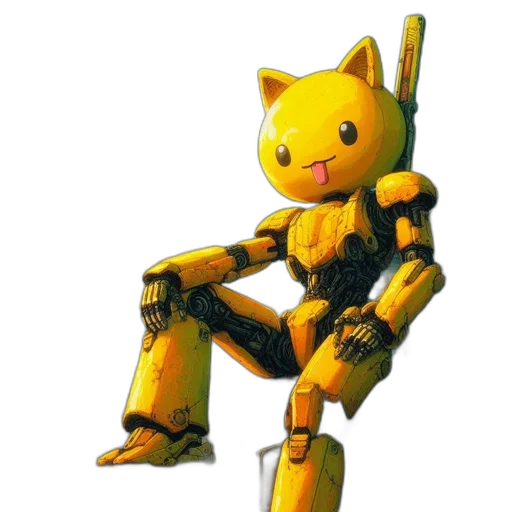 robot, animal, weapon, staff, 3d render, concept art, pixel art, cyberpunk transparent PNG cut-out