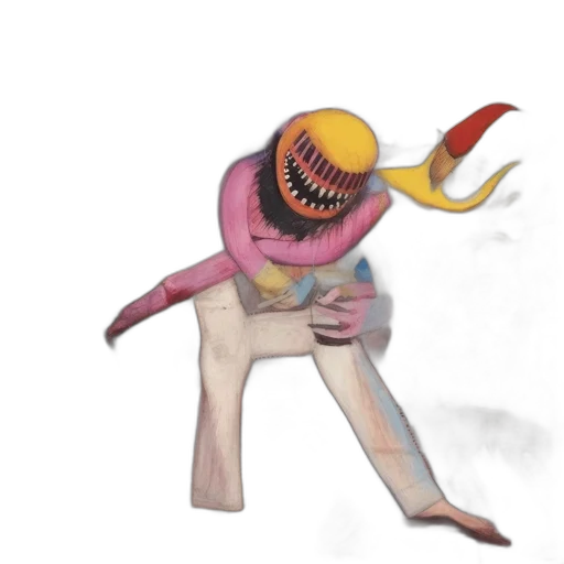 creature, staff, mask, jacket, concept art, watercolor, 3d render, fantasy art transparent PNG cut-out