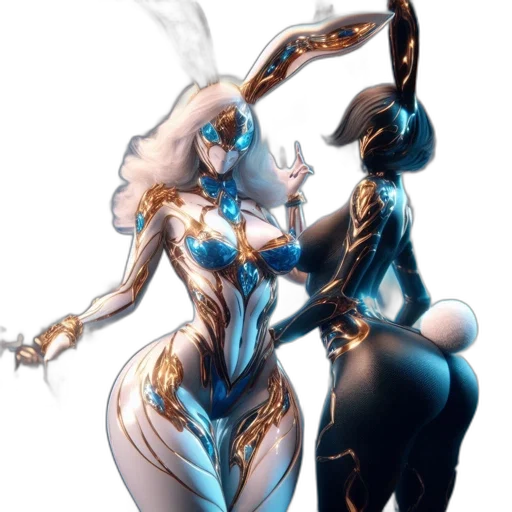 concept art, comic book art, fantasy art, pixel art, two, anthropomorphic, rabbit, characters transparent PNG cut-out