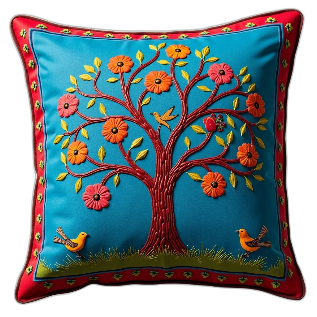furniture, tree, photorealistic, 3d render, fantasy art, colorful, red, vibrant transparent PNG cut-out