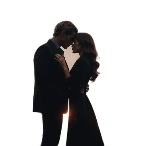 dress, photorealistic, fire, outer space, man, woman, passionately, embrace transparent PNG cut-out