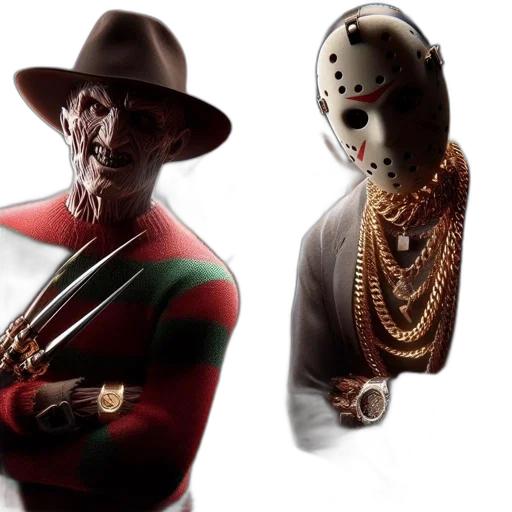 jewelry, concept art, 3d render, freddy, krueger, jason, voorhees, stand transparent PNG cut-out