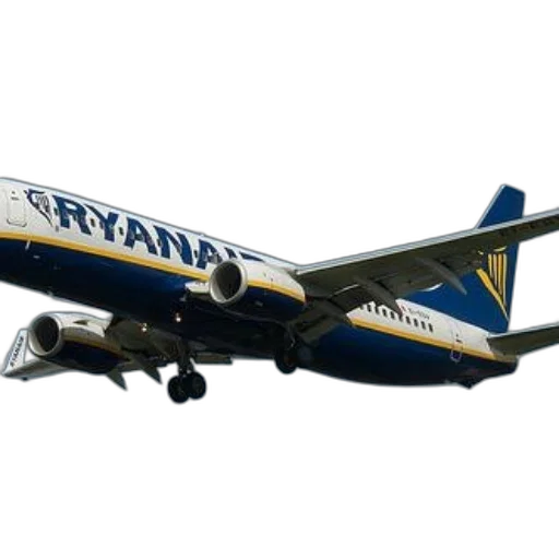 photorealistic, 3d render, ryanair, airplane, flight, against, clear, blue transparent PNG cut-out