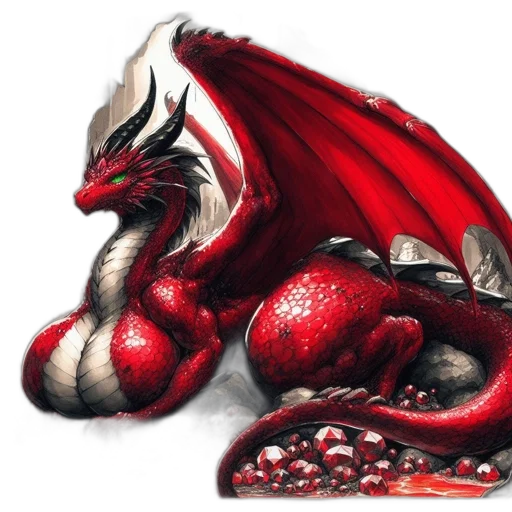 dragon, creature, fantasy art, concept art, pixel art, photorealistic, red, fiery transparent PNG cut-out