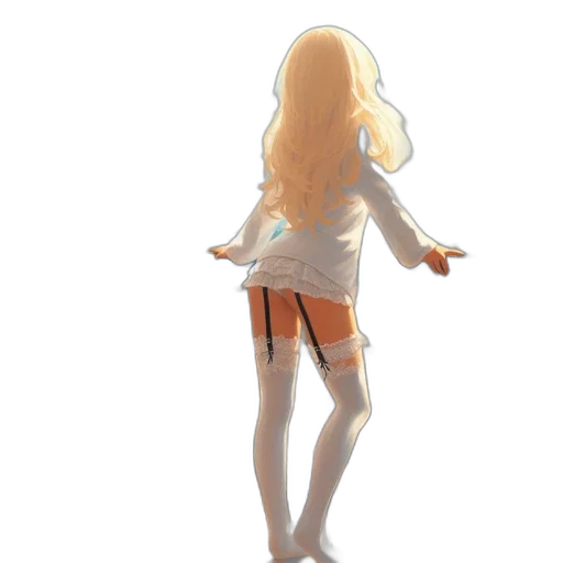 dress, hair, staff, robot, concept art, 3d render, pixel art, anime transparent PNG cut-out