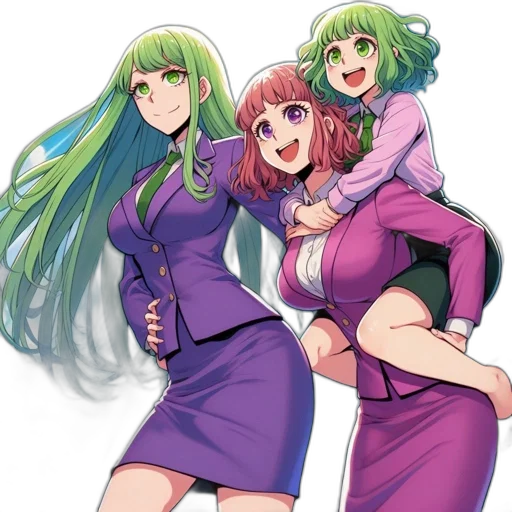 dress, staff, anime, concept art, vaporwave, pixel art, green, three transparent PNG cut-out