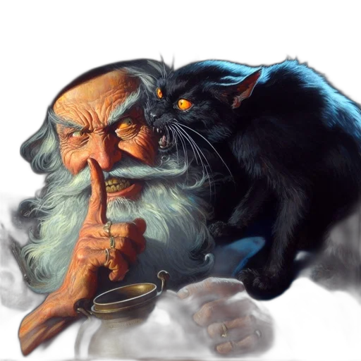 creature, fantasy art, concept art, photorealistic, pixel art, elderly, wizard, accompanied transparent PNG cut-out