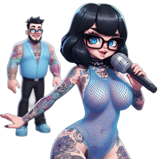 dress, cartoon, concept art, comic book art, 3d render, two, animated, characters transparent PNG cut-out