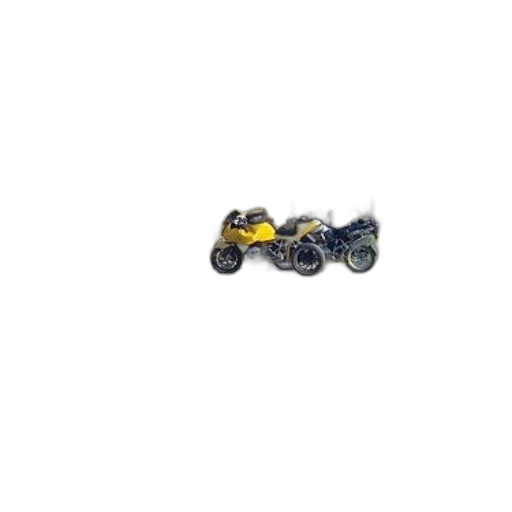 jewelry, weapon, shoes, 3d render, two, motorcycles, parked, front transparent PNG cut-out