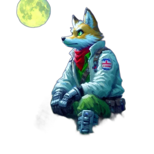 jacket, staff, creature, animal, concept art, pixel art, comic book art, fantasy art transparent PNG cut-out