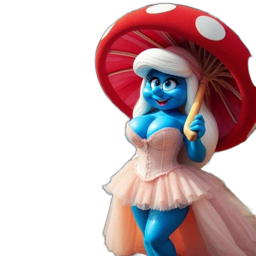 dress, hat, 3d render, concept art, photorealistic, large, animated, smurf transparent PNG cut-out