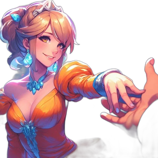 dress, staff, crown, weapon, fantasy art, concept art, anime, pixel art transparent PNG cut-out