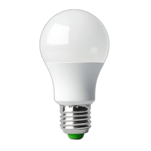 3d render, white, led, light, bulb, smooth, surface, green transparent PNG cut-out