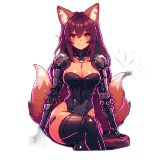 staff, weapon, animal, dress, pixel art, cyberpunk, anime, fantasy art transparent PNG cut-out