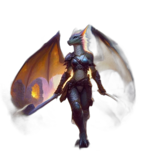 dragon, staff, sword, concept art, fantasy art, pixel art, 3d render, dark transparent PNG cut-out
