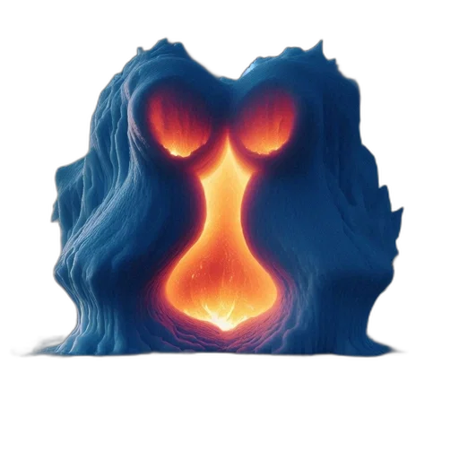 mask, hair, face, creature, concept art, 3d render, fire, outer space transparent PNG cut-out