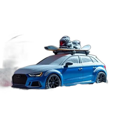 car, robot, 3d render, concept art, photorealistic, underwater, blue, snowboard transparent PNG cut-out