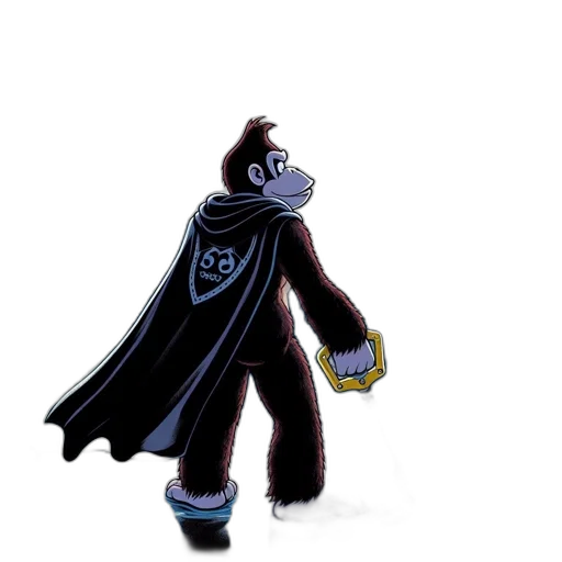 jacket, staff, creature, mask, concept art, 3d render, comic book art, cartoon transparent PNG cut-out