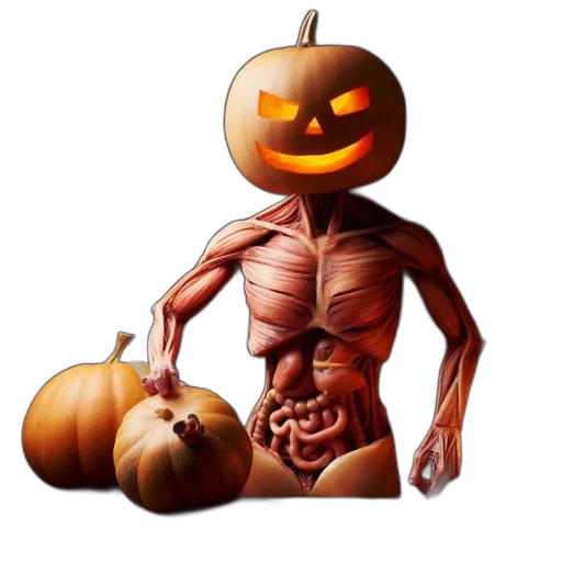 food, creature, robot, concept art, pixel art, photorealistic, 3d render, halloween transparent PNG cut-out