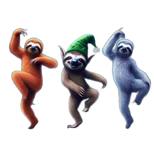 mask, animal, concept art, 3d render, three, sloths, celebrate, winter transparent PNG cut-out