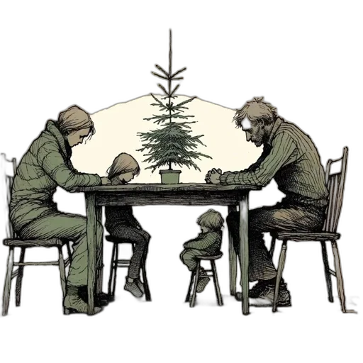 tree, concept art, pixel art, forest, snow, green, family, four transparent PNG cut-out