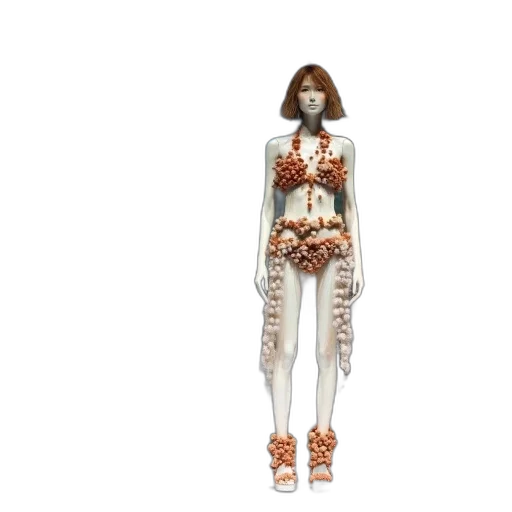 dress, jacket, 3d render, concept art, earth tones, fashion, model, walks transparent PNG cut-out