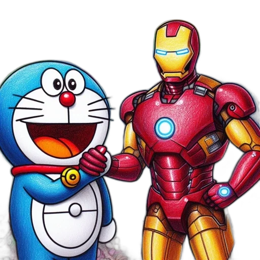 robot, comic book art, concept art, cartoon, 3d render, two, animated, characters transparent PNG cut-out