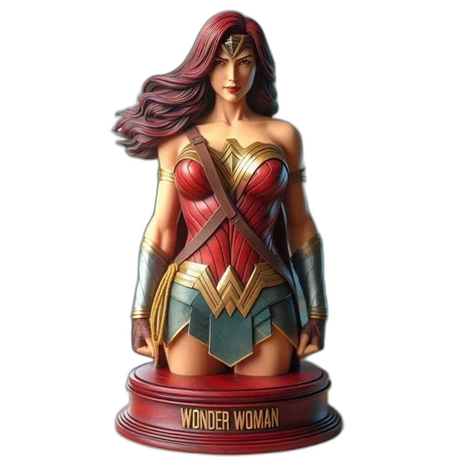 jewelry, detailed, bust, statue, wonder, woman, displayed, modern transparent PNG cut-out